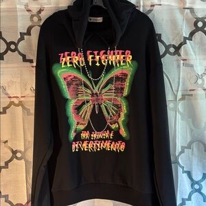 Yeshibounty Black Graphic Embroidered Hoodie Sz XL